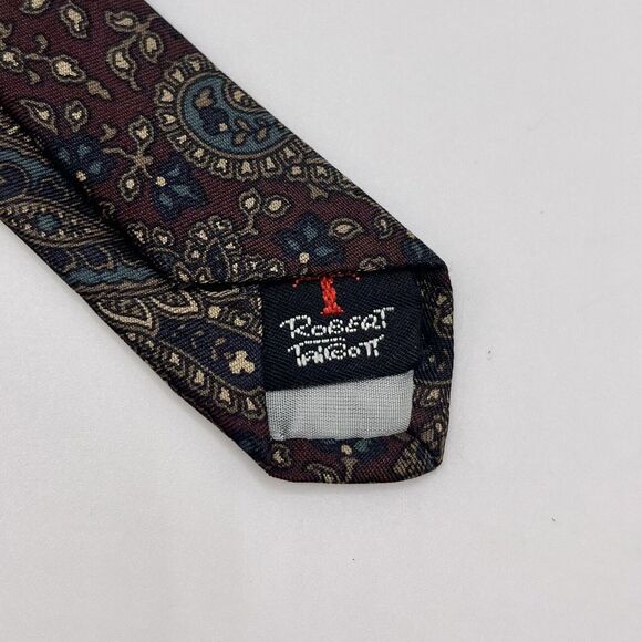 Robert Talbott Mark Shale Tie Vintage Necktie Paisley 100% Silk‎ USA Burgundy - Picture 5 of 5